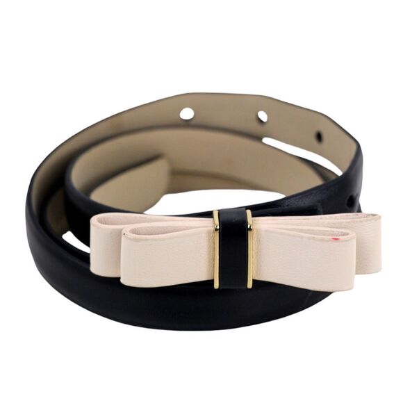 Ann Taylor BLACK GENUINE LEATHER 5/8"Wd SKINNY DRESS CASUAL WOMEN'S BELT S (68M - Picture 1 of 12